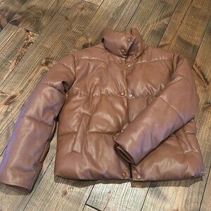 Rino & Pelle Brown Faux Leather Puffer | | Size 42 or women’s 10